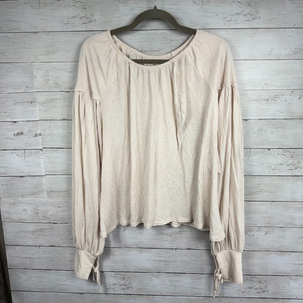 fp beach Cream Tie Sleeve Blouse
